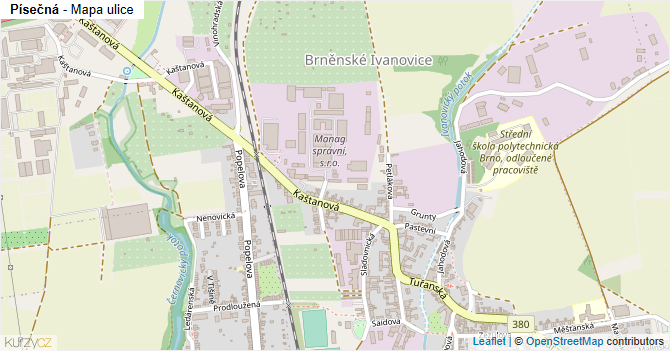Písečná - mapa ulice
