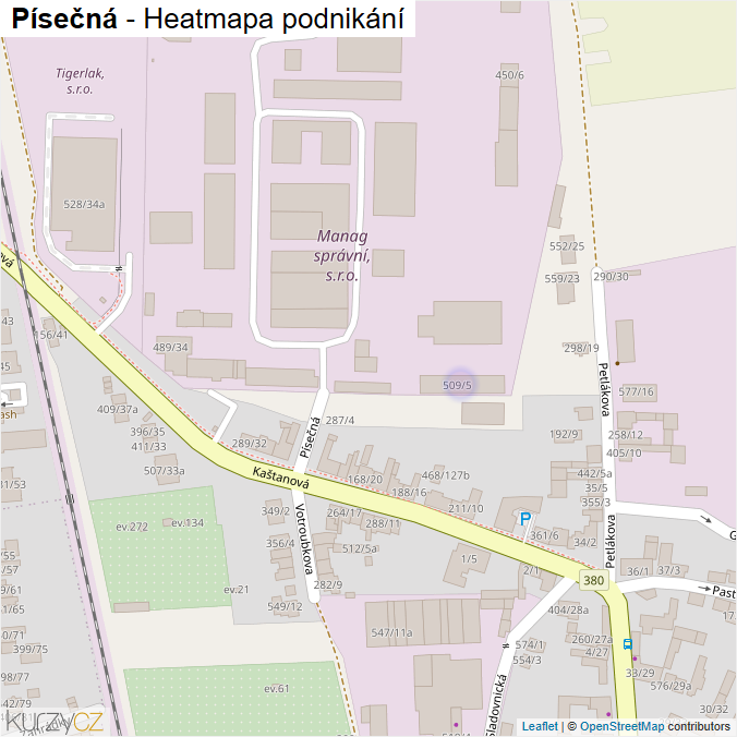 Mapa Písečná - Firmy v ulici.