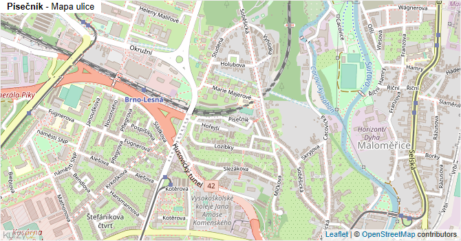 Písečník - mapa ulice