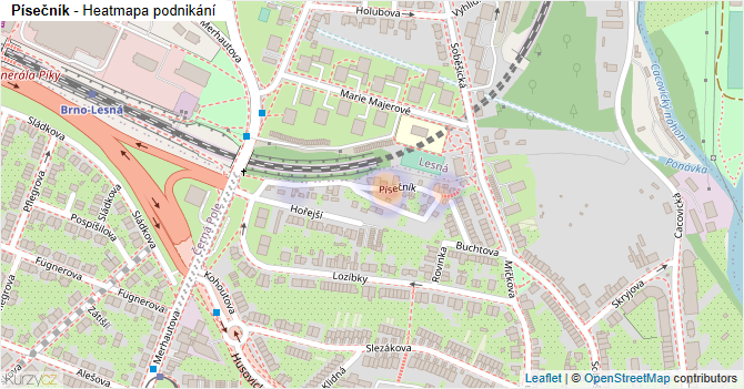 Písečník - mapa podnikání