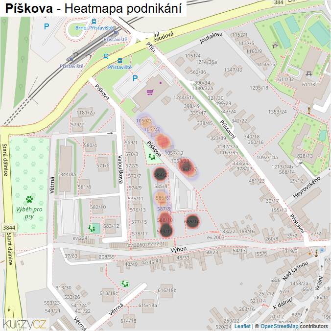 Mapa Píškova - Firmy v ulici.