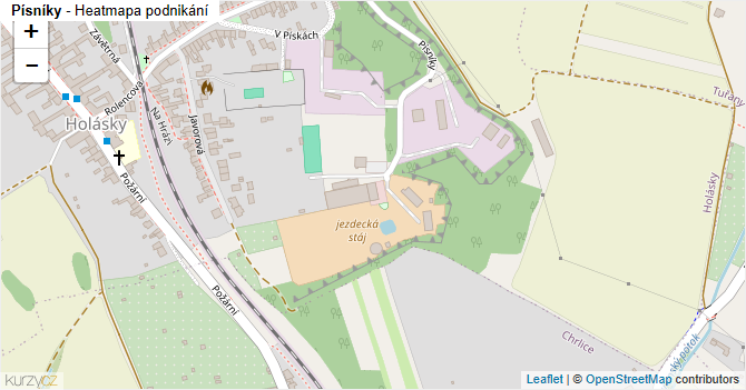Písníky - mapa podnikání