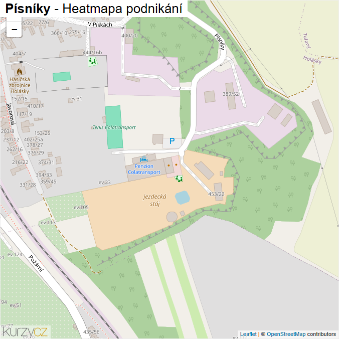Mapa Písníky - Firmy v ulici.
