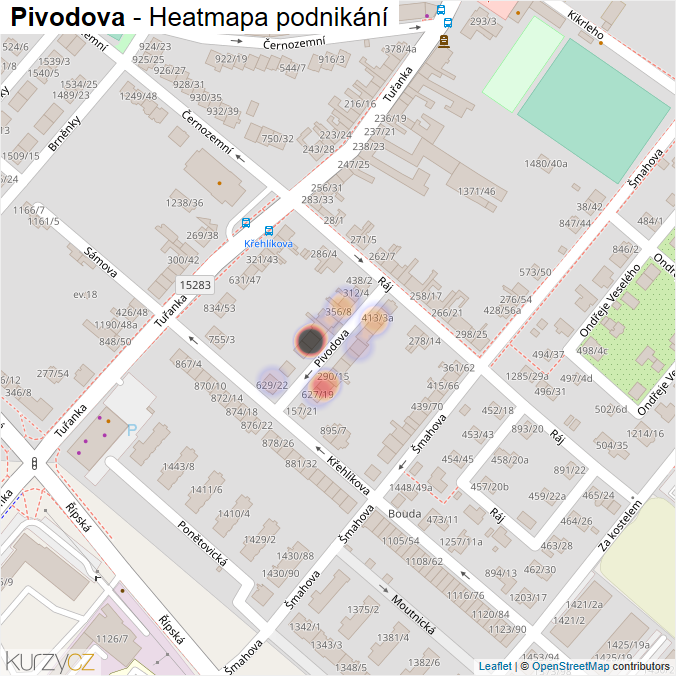 Mapa Pivodova - Firmy v ulici.