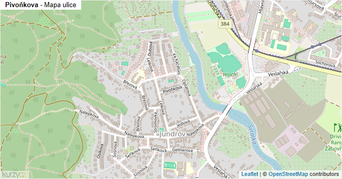 Pivoňkova - mapa ulice