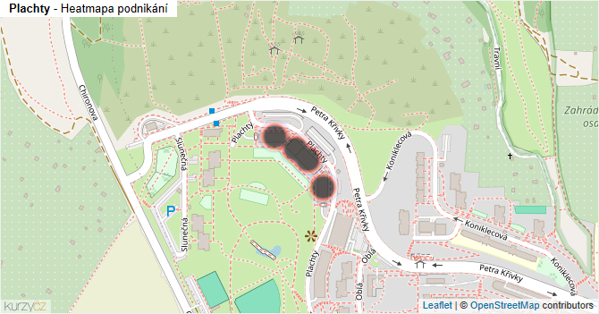 Plachty - mapa podnikání