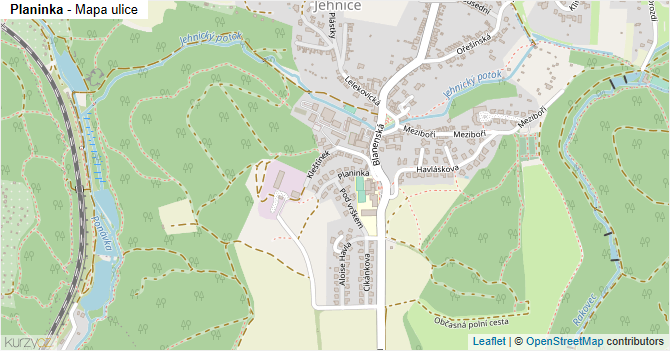Planinka - mapa ulice