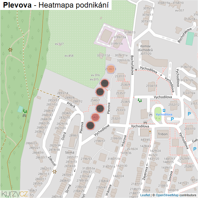 Mapa Plevova - Firmy v ulici.