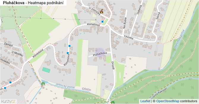 Pluháčkova - mapa podnikání