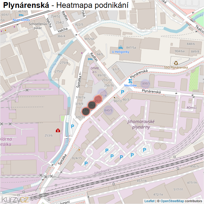 Mapa Plynárenská - Firmy v ulici.