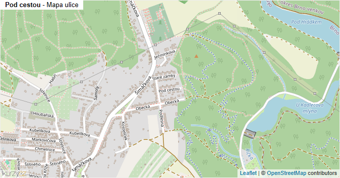 Pod cestou - mapa ulice