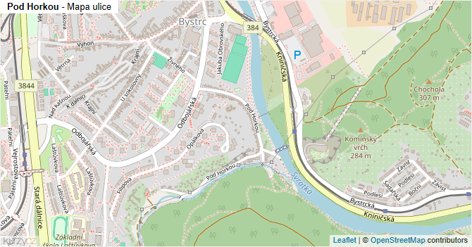 Pod Horkou - mapa ulice