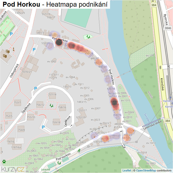 Mapa Pod Horkou - Firmy v ulici.