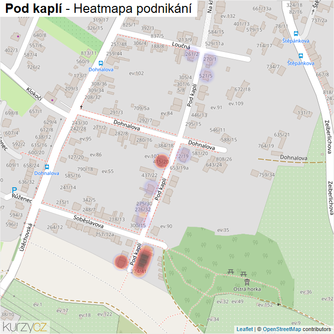 Mapa Pod kaplí - Firmy v ulici.