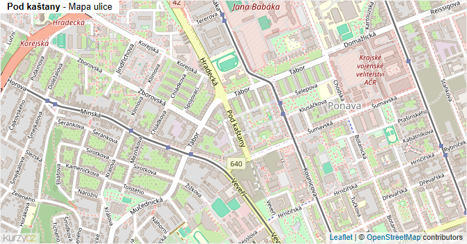 Pod kaštany - mapa ulice