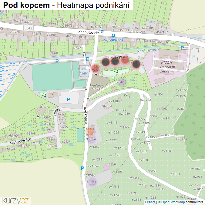 Mapa Pod kopcem - Firmy v ulici.