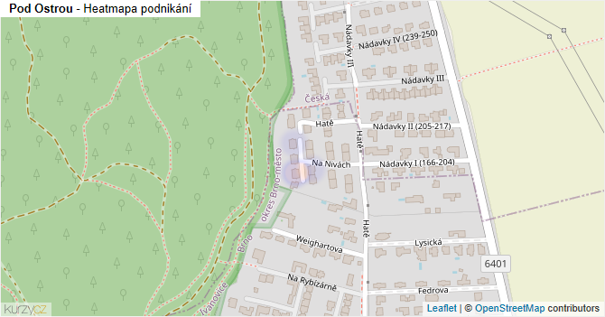 Pod Ostrou - mapa podnikání