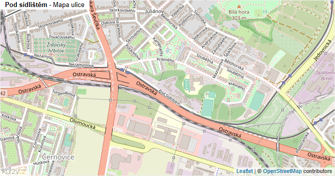 Pod sídlištěm - mapa ulice