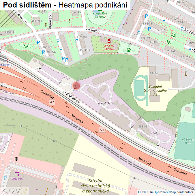 Mapa Pod sídlištěm - Firmy v ulici.