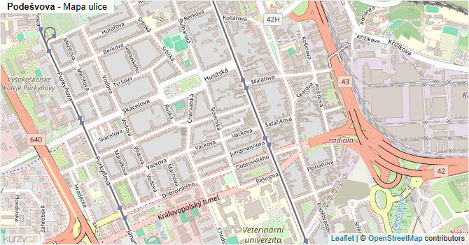 Podešvova - mapa ulice