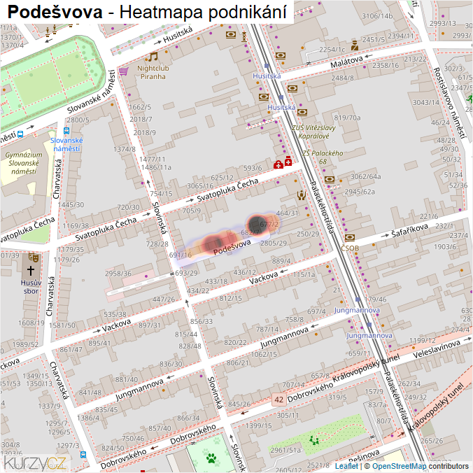 Mapa Podešvova - Firmy v ulici.