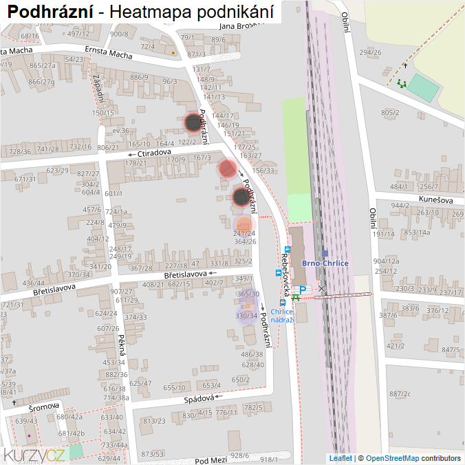 Mapa Podhrázní - Firmy v ulici.