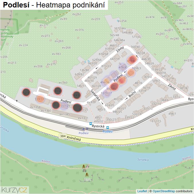 Mapa Podlesí - Firmy v ulici.