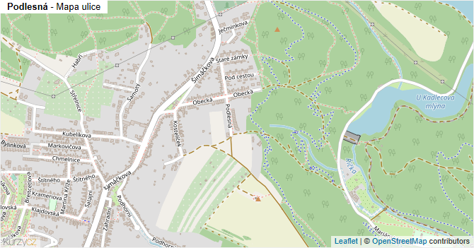 Podlesná - mapa ulice