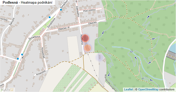 Podlesná - mapa podnikání