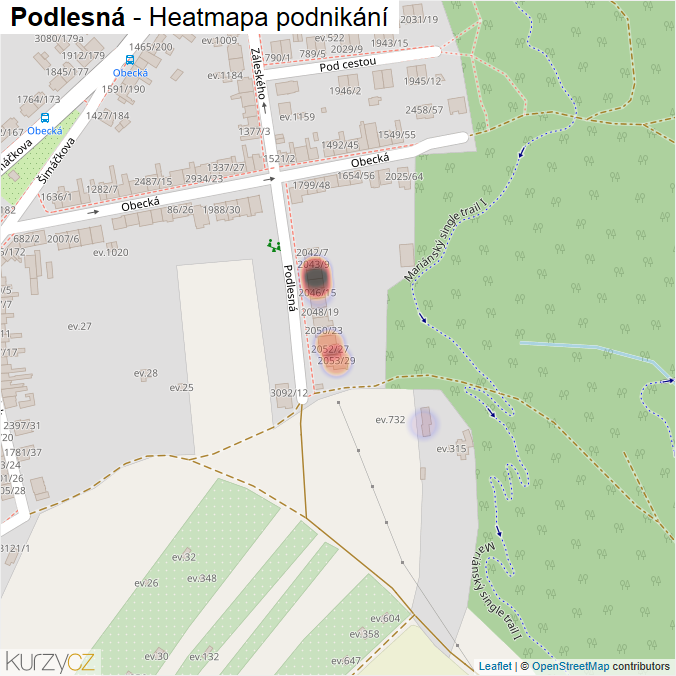Mapa Podlesná - Firmy v ulici.
