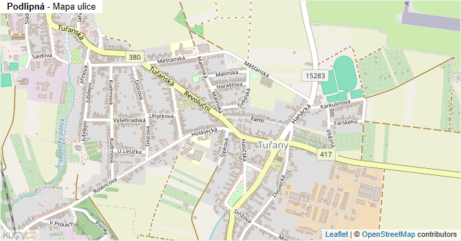 Podlipná - mapa ulice
