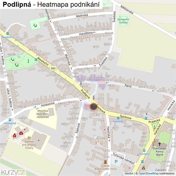 Mapa Podlipná - Firmy v ulici.