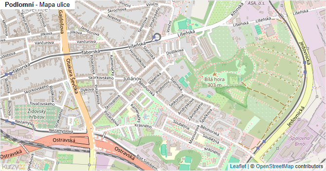 Podlomní - mapa ulice