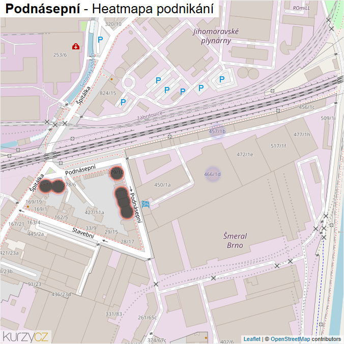 Mapa Podnásepní - Firmy v ulici.