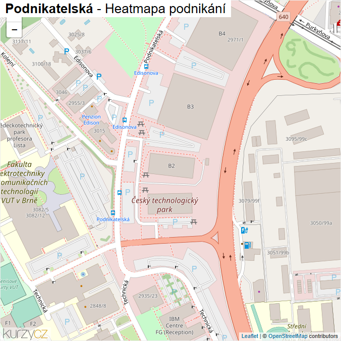 Mapa Podnikatelská - Firmy v ulici.