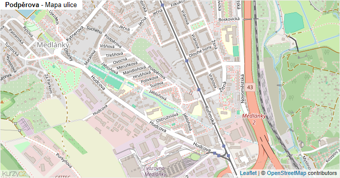 Podpěrova - mapa ulice