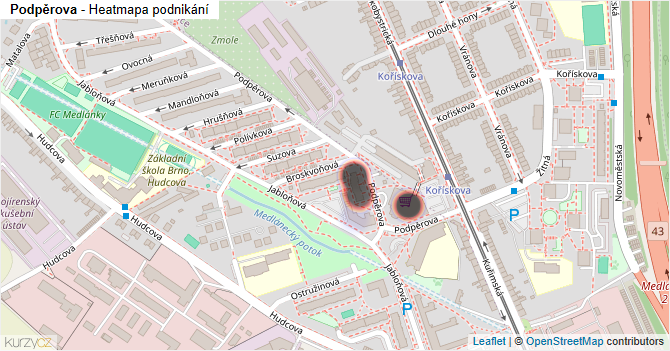 Podpěrova - mapa podnikání