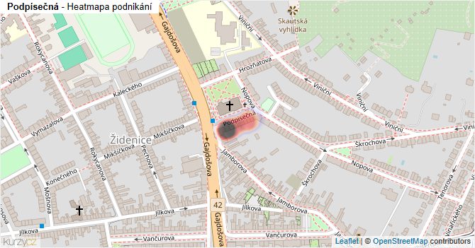 Podpísečná - mapa podnikání