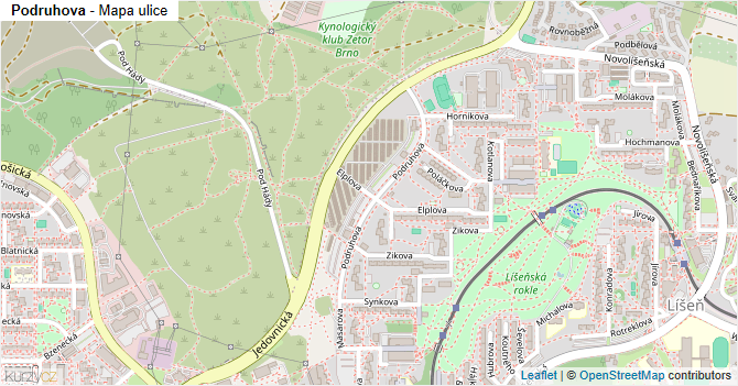 Podruhova - mapa ulice