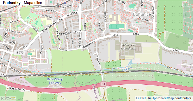 Podsedky - mapa ulice