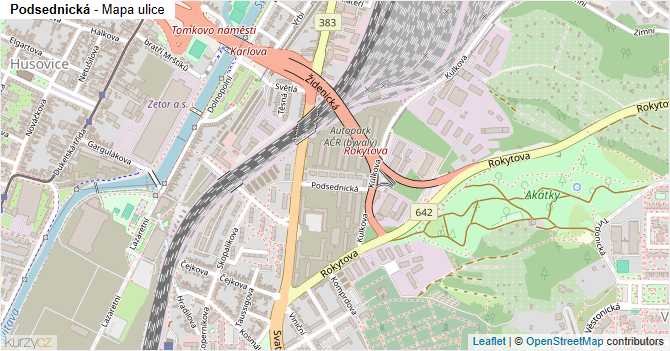 Podsednická - mapa ulice