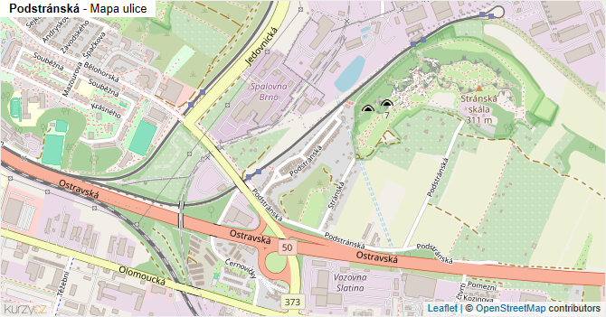 Podstránská - mapa ulice