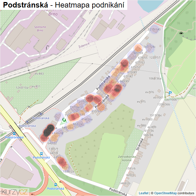 Mapa Podstránská - Firmy v ulici.