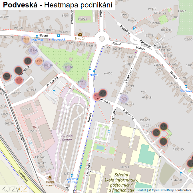 Mapa Podveská - Firmy v ulici.