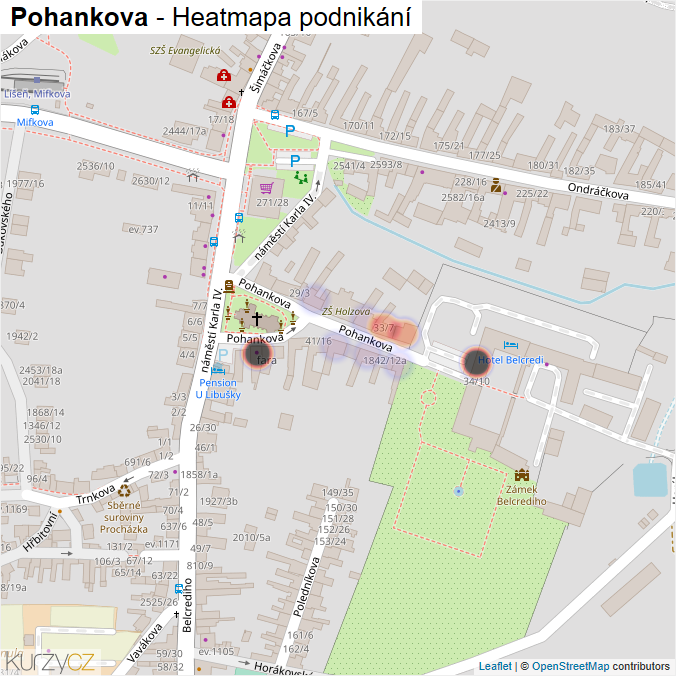 Mapa Pohankova - Firmy v ulici.
