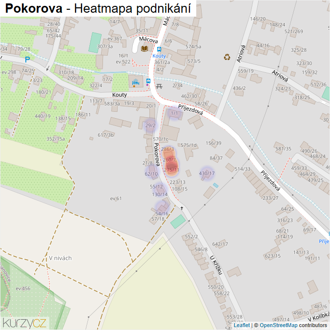 Mapa Pokorova - Firmy v ulici.