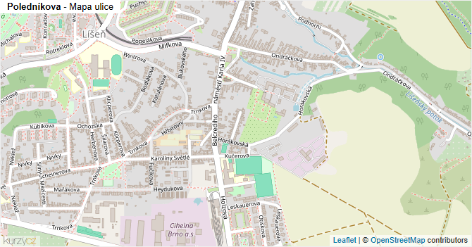 Poledníkova - mapa ulice
