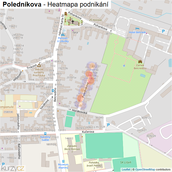 Mapa Poledníkova - Firmy v ulici.