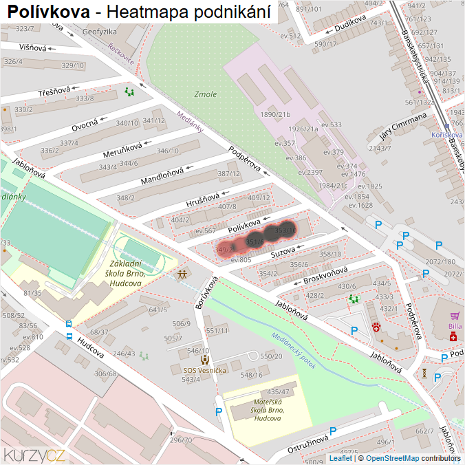 Mapa Polívkova - Firmy v ulici.