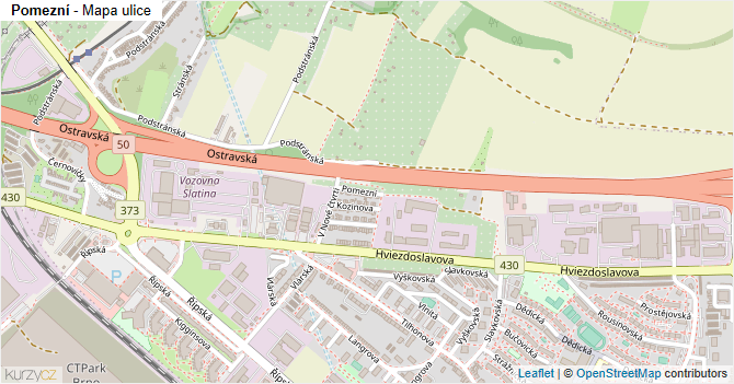 Pomezní - mapa ulice
